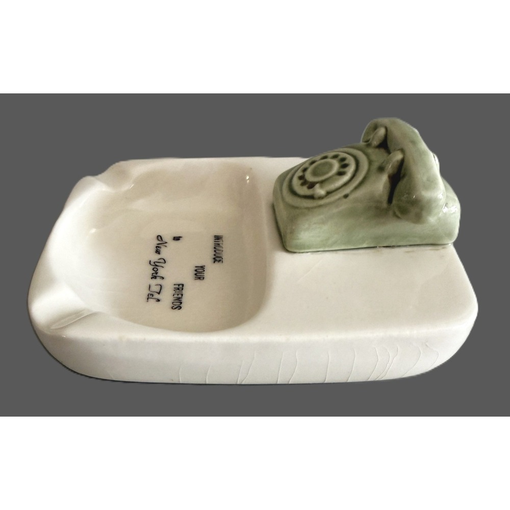 Vintage New York Telephone Co. Ashtray w/ Green Rotary Phone Promo Ceramic USA - Picture 3 of 9